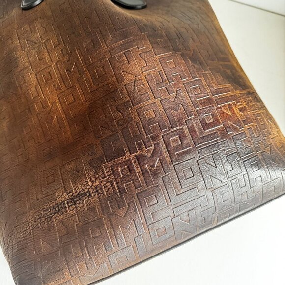 Longchamp Essential Embossed Leather North/South Tote Ombré Brown - Picture 6 of 16